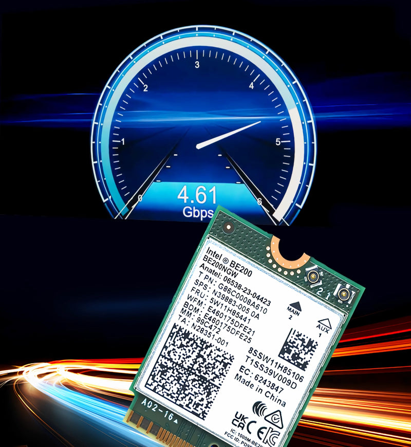 WiFi 7 BE200 NGW Wireless Card, Tri-Band 6GHz/5GHz/2.4GHz M.2 NGFF Bluetooth 5.4, Includes Ipex Cable, 8dBi Antennas and Brackets Support Windows 10/11(64 bit)/Linux, Not Support AMD. (with Antennas) with Antennas