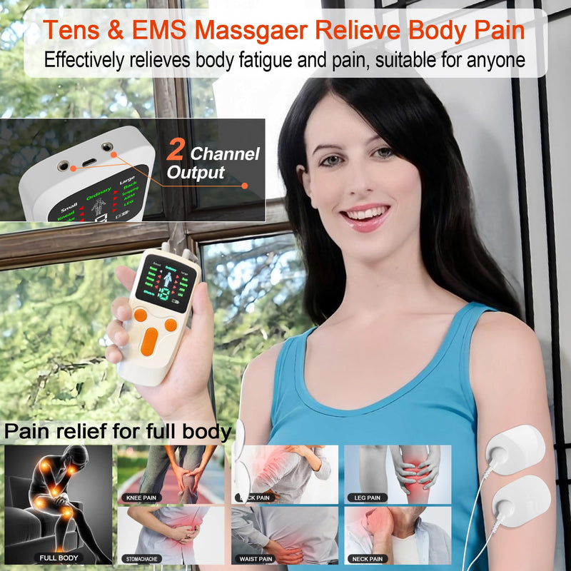 TENS Unit EMS Muscle Stimulator, Dual Channel Muscle Stimulator Machine for Back Neck Shoulder Pain Relief, Low-Frequency Multi-Function Physiotherapy Instrument Large Screen Electric Pulse Massager