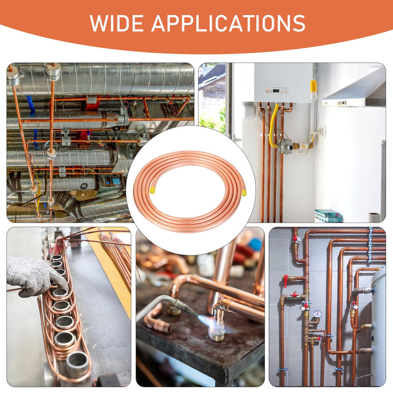 Copper Tubing 1/2"ODx0.45"IDx10Ft - 99.9% C12200 Pure ACR Copper Tube,Refrigeration Seamless Round T2 Pure copper tubes for Refrigerator HVAC System Industry DIY 1/2" OD 10FT