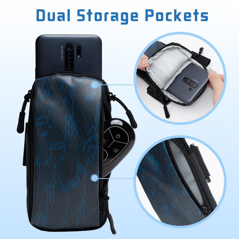 Universal Running Armband Phone Holder for Phones Below 7 Inches | Anti-Slip Sweatproof Band For Gym, Marathon & Outdoors. Adjustable Strap Fits All Arm Sizes. Hidden Pocket Included.