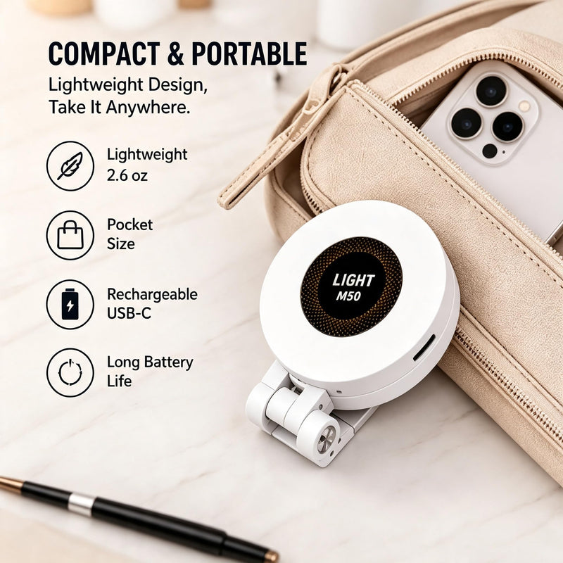 Selfie Light, Phone Light with 3 Lighting Mode, Portable Phone Ring Light for Makeup, Tiktok, Live Stream, Rechargeable Clip Video Light for iPad/Camera/Laptop (White) White