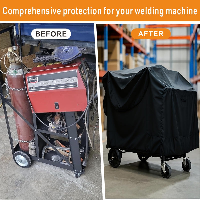 Welding Cart Cover, Suitable for Tig Mig Welder Cart & Plasma cutter Rolling Welding Cart Using 20-80 cu/ft Welding Cylinders, Waterproof & Dustproof. (Cover Only) For 20-80 cu/ft Welding Cylinders