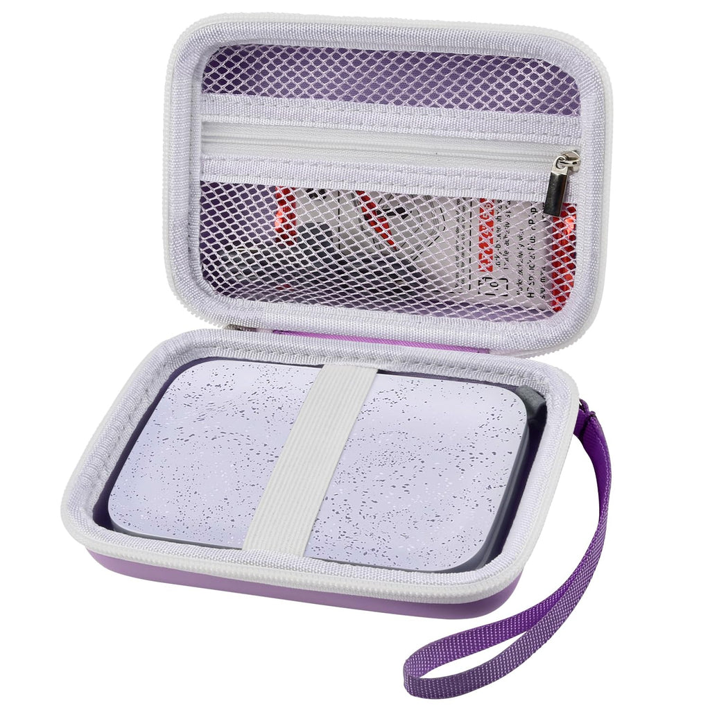 Case Compatible with HP Sprocket Portable 2x3/ Select 2.3x3.4/ 2nd Edition Printer, Travel Carrying Organizer Holder Fits for Zink Photo Paper, USB Cable and More Accessories (Box Only) - Purple