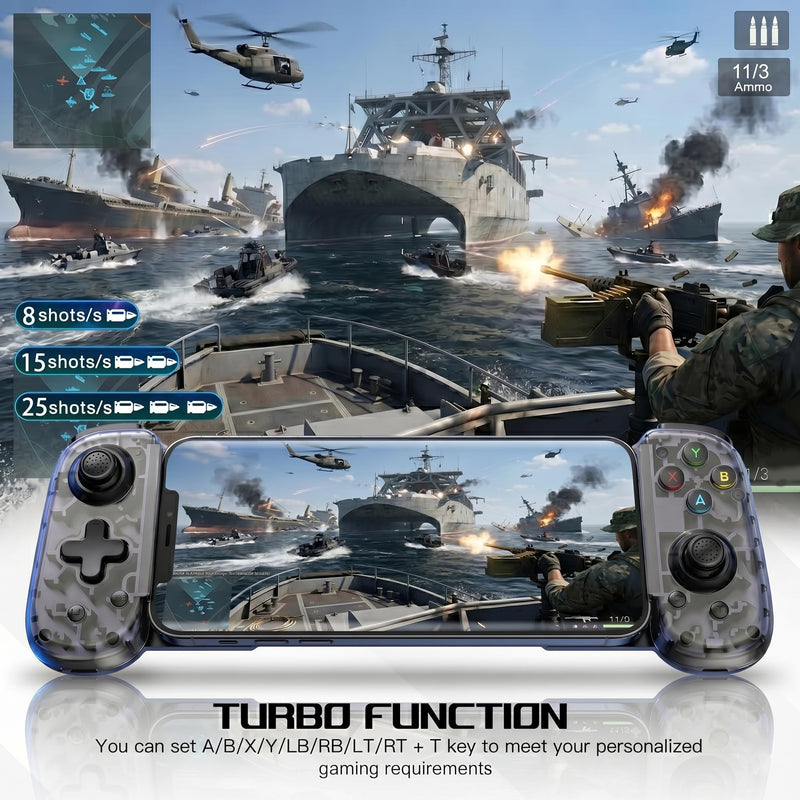 Megadream USB-C Wired & Wireless Mobile Game Controller for iPhone, Android USB-C Phones, PC, Switch - Supports Xbox/PS/Steam Remote Play & Cloud Gaming - Hall Effect Joysticks, Turbo, Vibration Black