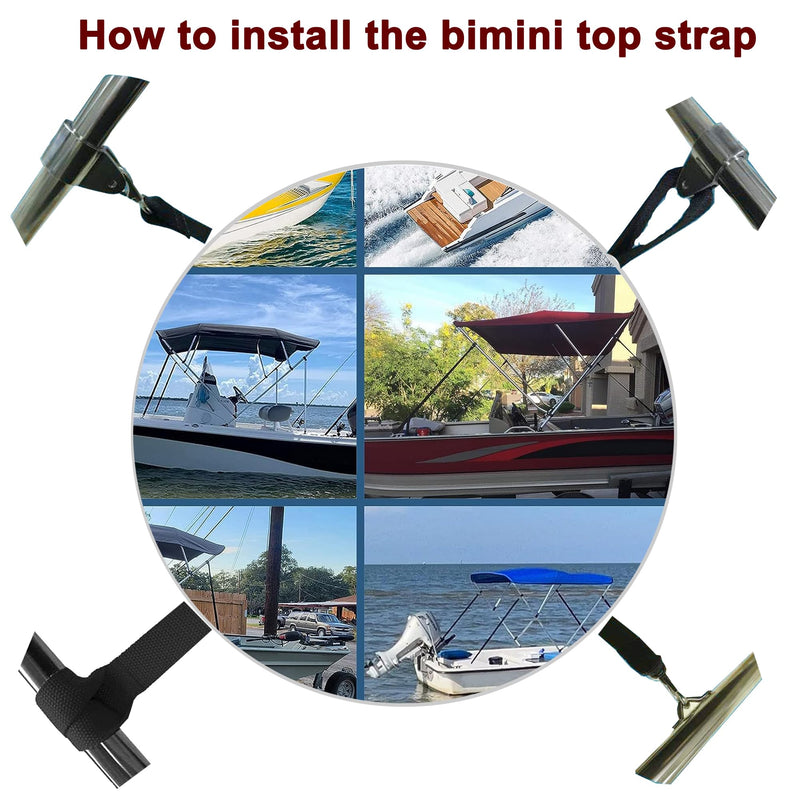 Boat Adjustable Bimini Top Straps,Boats Awning Webbing Strap with Stainless Stee Snap Loops Adjustable from 24" - 60",Bimini Top Hardware,Marine Nylon Top Straps,Boat Awning Hardware 2PCS