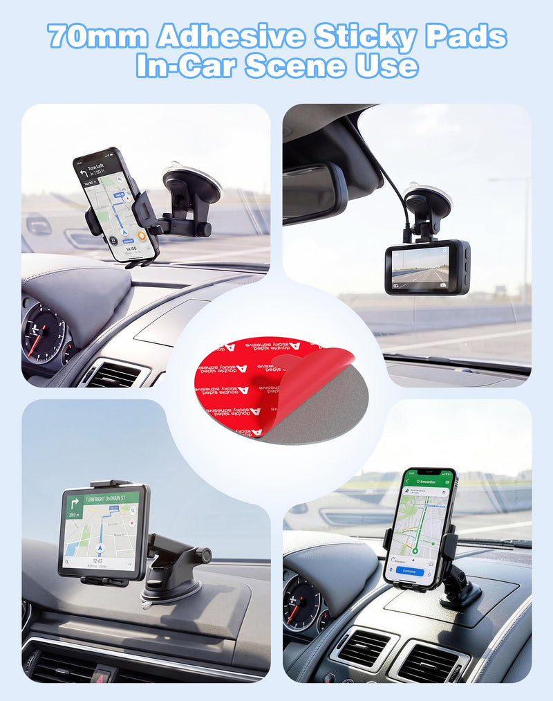 8-Pack Round Double Sided Adhesive Sticky Pads for Car Phone Holder | 4pcs 2.76in Sticker. 4pcs 0.91" Heat Resistant Replacement Tape for Phone Ring Holder. For Dashboard Car Mount/Suction Cup.
