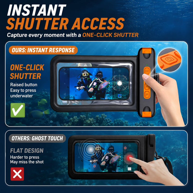 Sinkry Waterproof Phone Pouch Holder Underwater Dry Bay Case Outdoor Sports for Swimming Diving Floating Black