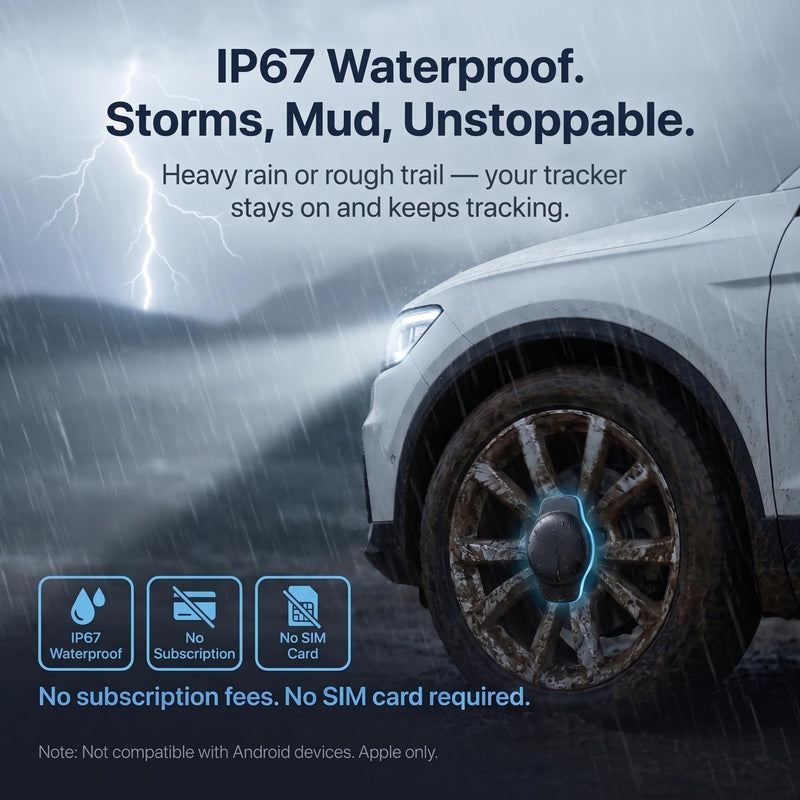 2 Pack GPS Tracker for Vehicles Find My Locator Finder Waterproof iOS Only | No Subscription Required Network Real Time Magnetic Car Tracker Device Hidden Item Finder Mini Global Network for Car Dog
