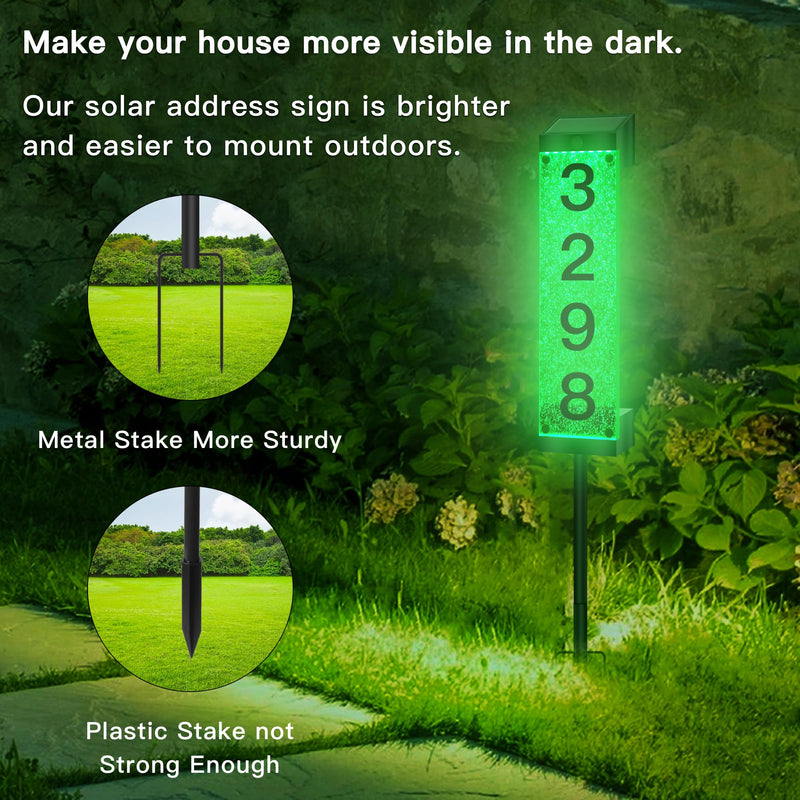 Solar Address Numbers for House, Waterproof LED House Numbers for Outside Modern, Illuminated Solar Address Signs with Remote Control for Streets, Family Yards and Homes multicolor 1 PCS