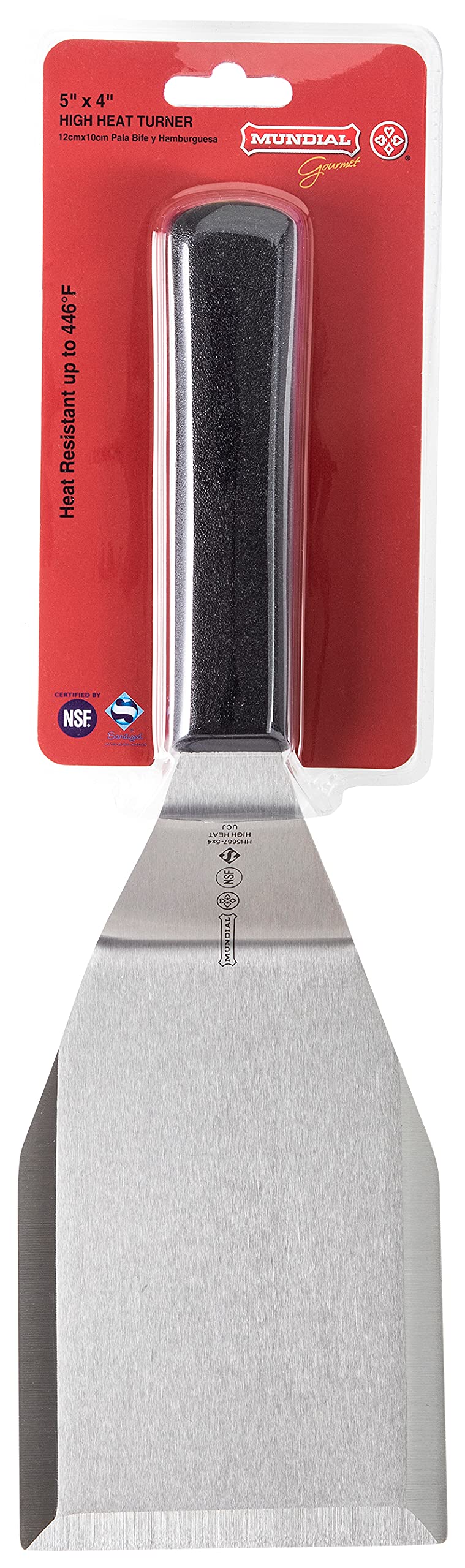 Mundial 5687HH Heat Resistant Steak and Hamburger Turner/Spatula 5-inch by 4-inch with Black Handle Large