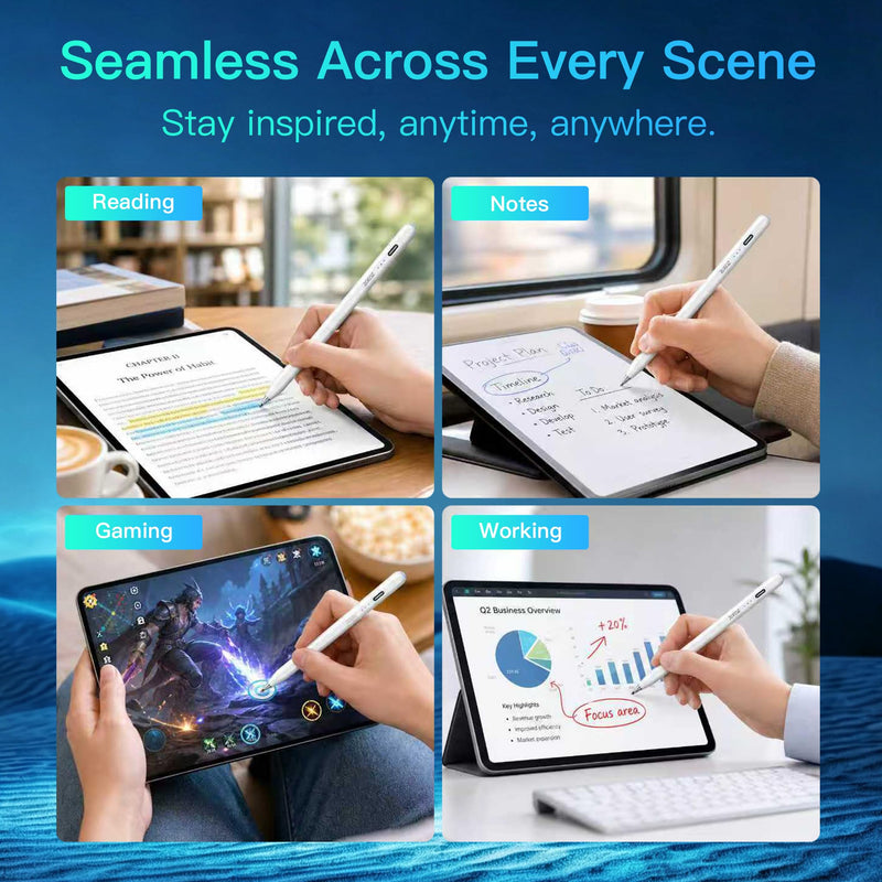 Stylus Pen for Samsung Galaxy Tab A11+A9+Android16/15，30H Life | 30-hour battery life，Accurate writing,ultra long battery life,No Bluetooth needed，Button on/off，Transparent Pen Tip White
