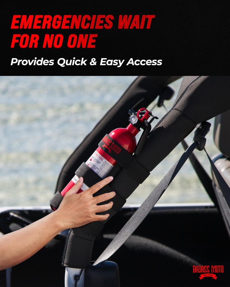 Badass Moto Accessories for Jeep Fire Extinguisher Mount Jeep Gladiator Fire Extinguisher Holder Jeep Wrangler fits 1965-2024 JK JKU TJ CJ JL, Easy Install Roll Bar for Jeep Gifts, Badass Black