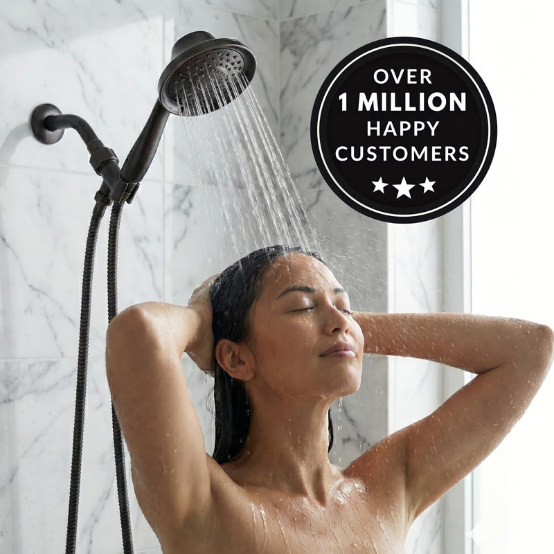 Aqua Elegante Massage & Mist Handheld Shower Kit - 6 Function High Pressure Adjustable Hand Held Showerhead with Hose and Mount, Easy Install for Boosting Low Water Flow - 1.8 GPM - Oil-Rubbed Bronze Oil Rubbed Bronze