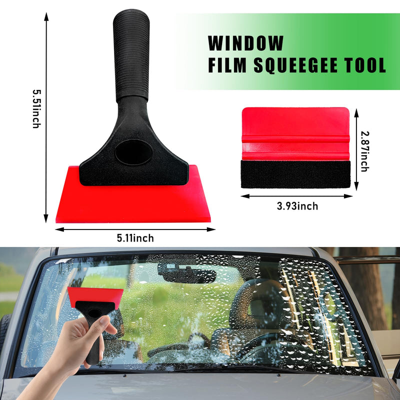 Augeny Car Window Tint Kit, Professional Vinyl Wrap Kit with Felt Squeegee, Universal Auto Window Film Installation Application Wallpaper Smoothing Tool for Car Glass, Home (Red) Red