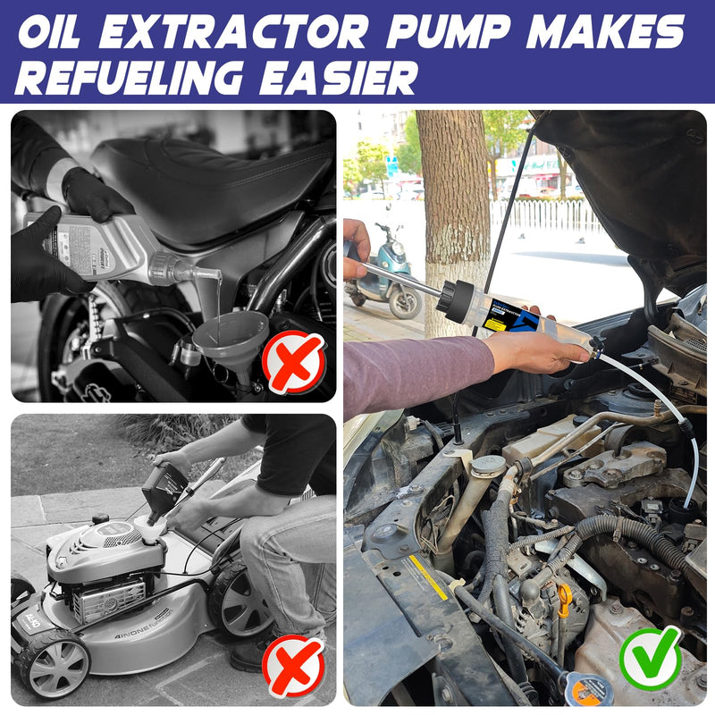 500CC Fluid Extractor, Fluid Syringe Pump, Oil Extractor for Cars Ships Engines Lawn Mowers Fluid Extraction and Filling, with 2 Transparent Hose 500CC
