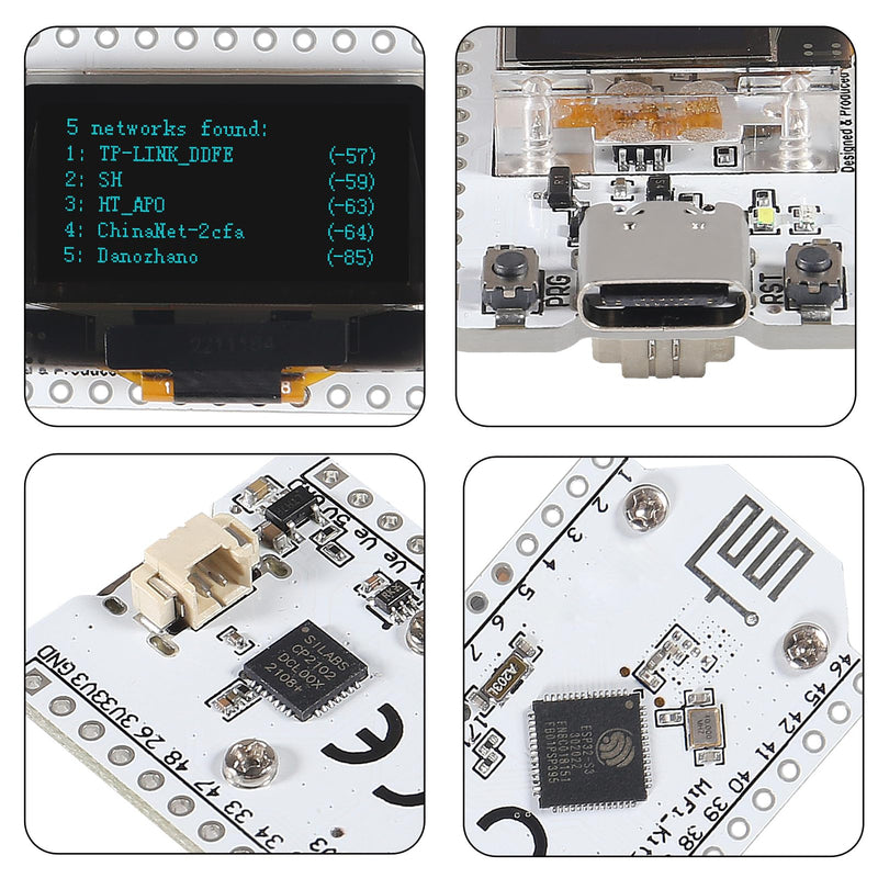 2PCS WiFi Kit OLED WiFi Kit 0.96'' LED Display WiFi+Bluetooth 8MB Flash CP2012 Internet Development Board Blue Background Type C Module for Arduino