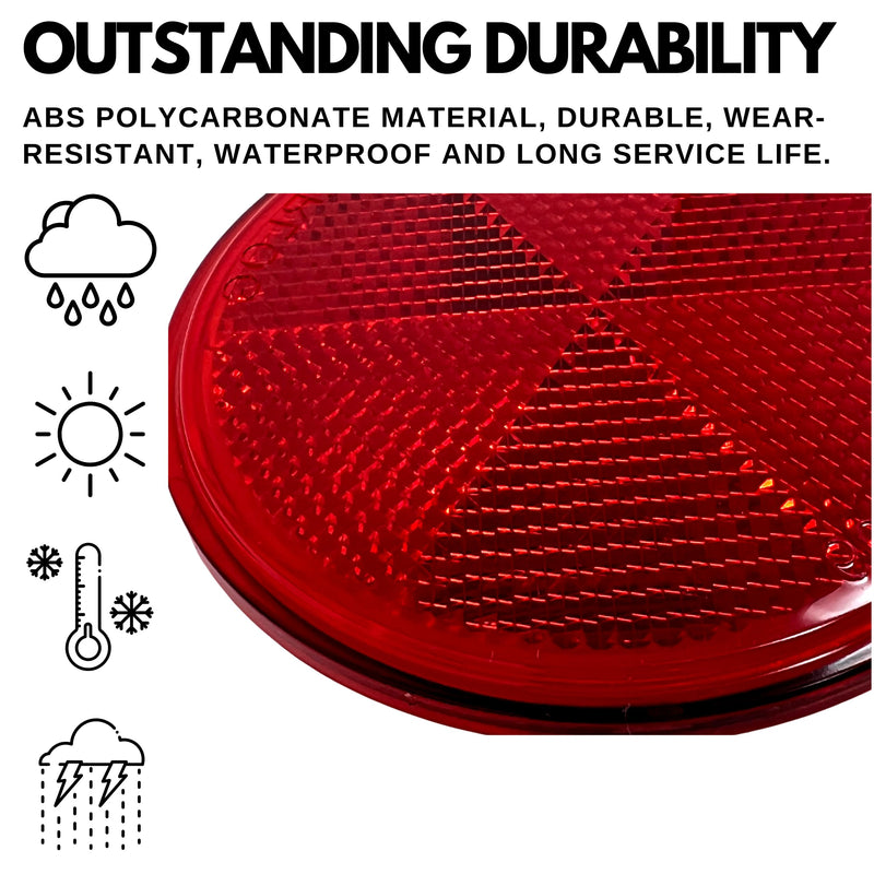 [ALL STAR TRUCK PARTS] Class A 3" Round Reflector Strong Stick-on - RED/AMBER for Trailers, Trucks, Automobiles, Mail Boxes, Boats, SUV's, RV's, Industrial Applications (2x Red) 2x Red