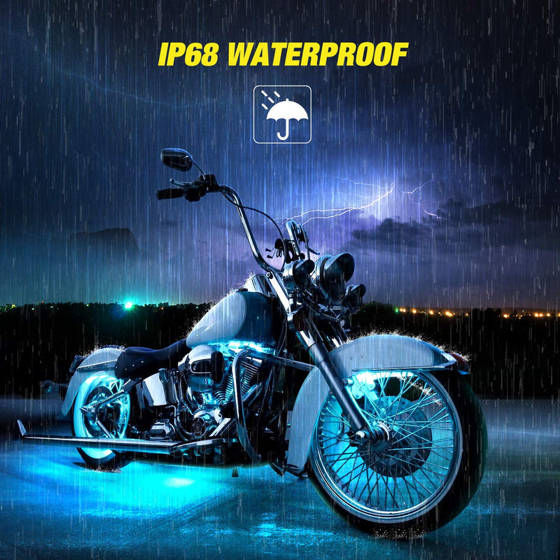 Nilight 8PCS Motorcycle RGB Led Light Kit Waterproof Multi-Color Atmosphere Lights Lamp with 4Key RF Wireless Remote for Harley Davidson Honda Kawasaki Suzuki, 2 Years Warranty (TL-42) 8Pcs RGB LED Strip Lights