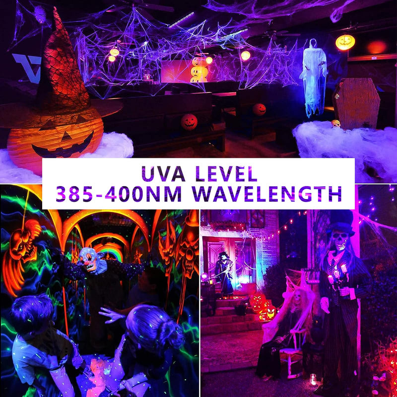 LED Black Light Bulbs 12 Pack, A19 9W UV Black Light Replace Up to 100W, 120V E26 Base UVA Level 385-400nm, Glow in The Dark for Body Pain, Blacklights Party, Halloween