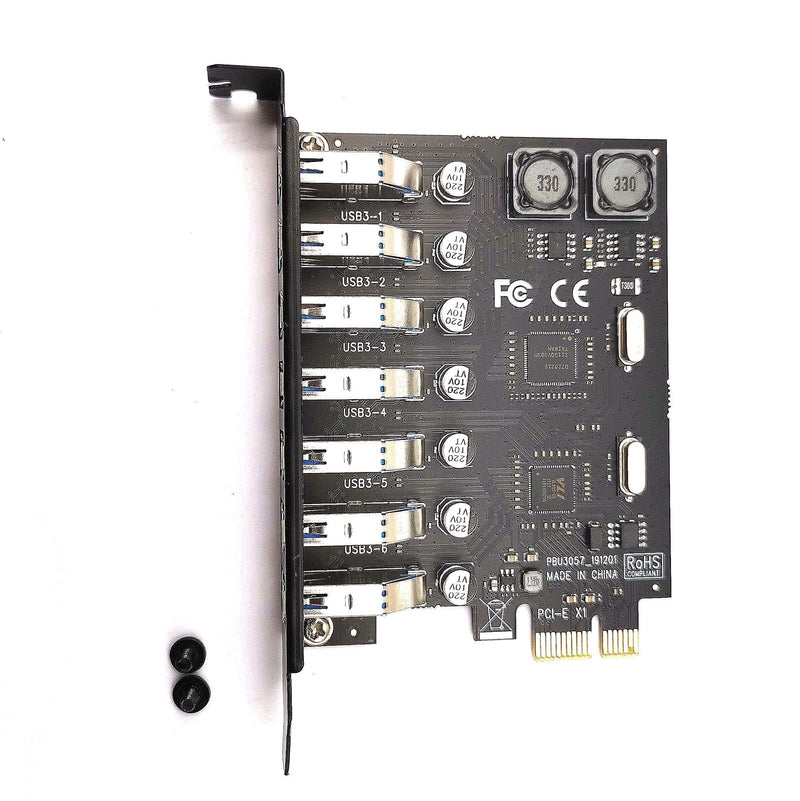 DEVMO USB 3.0 PCI-E Expansion Card 7 Ports USB 3.0 Hub Adapter External Controller PCI Express Extender Adapter Card for Desktop
