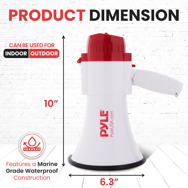 Pyle 30W Megaphone Bullhorn with 1200-Yard Range, Built-in Siren, Voice & Alarm Modes, Adjustable Volume Control, Ergonomic Pistol Grip, Foldable Handle - Ideal for Indoor/Outdoor Sports & Events White