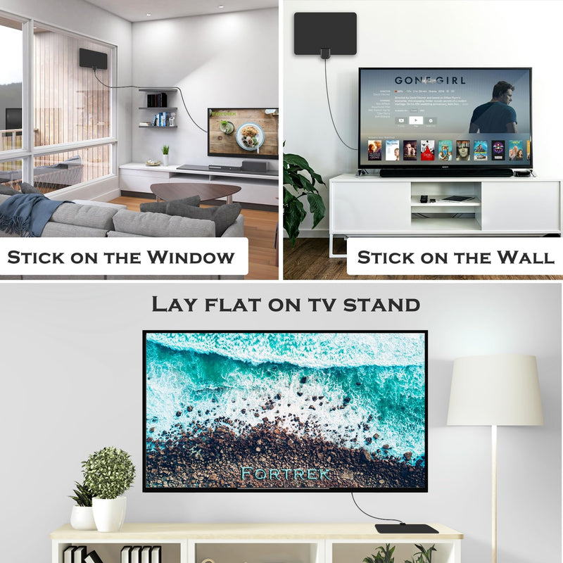 TV Antenna Indoor, 2026 Digital TV Antenna for Local Channels, HDTV Antenna for TV Without Cable for Smart/Old TV Long Range Reception Support 4K 1080p A41 FLAT BLACK