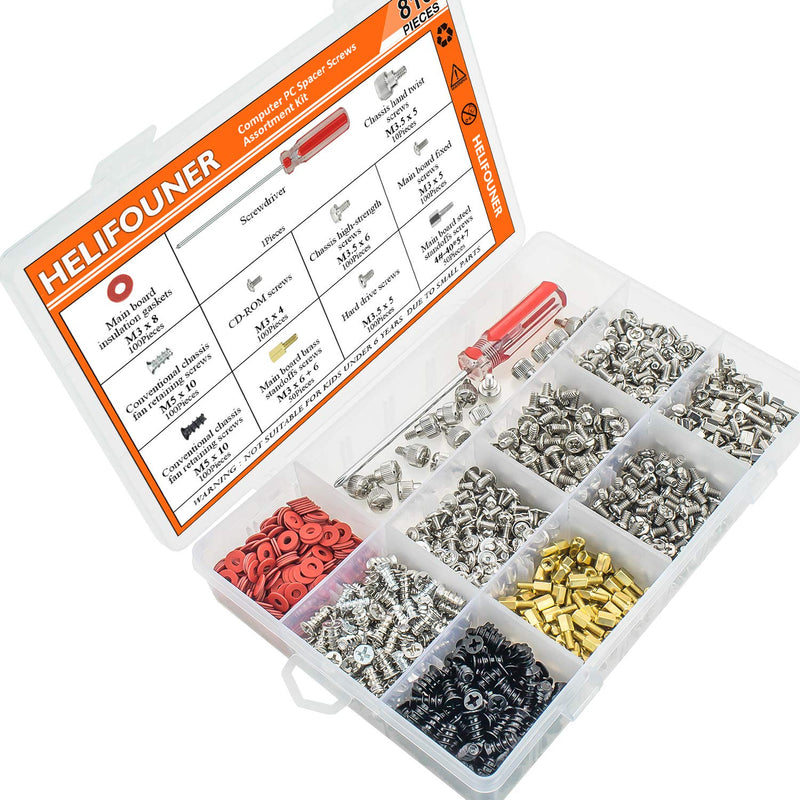 810 Pieces Computer Standoffs Screws Assortment Kit with a Screwdriver
