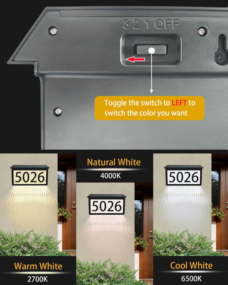 Solar House Numbers for Outside, Waterproof Illuminated House Number Plaque, Solar Led Address Sign for Yard,Home, Garden, Lawn and Street Black