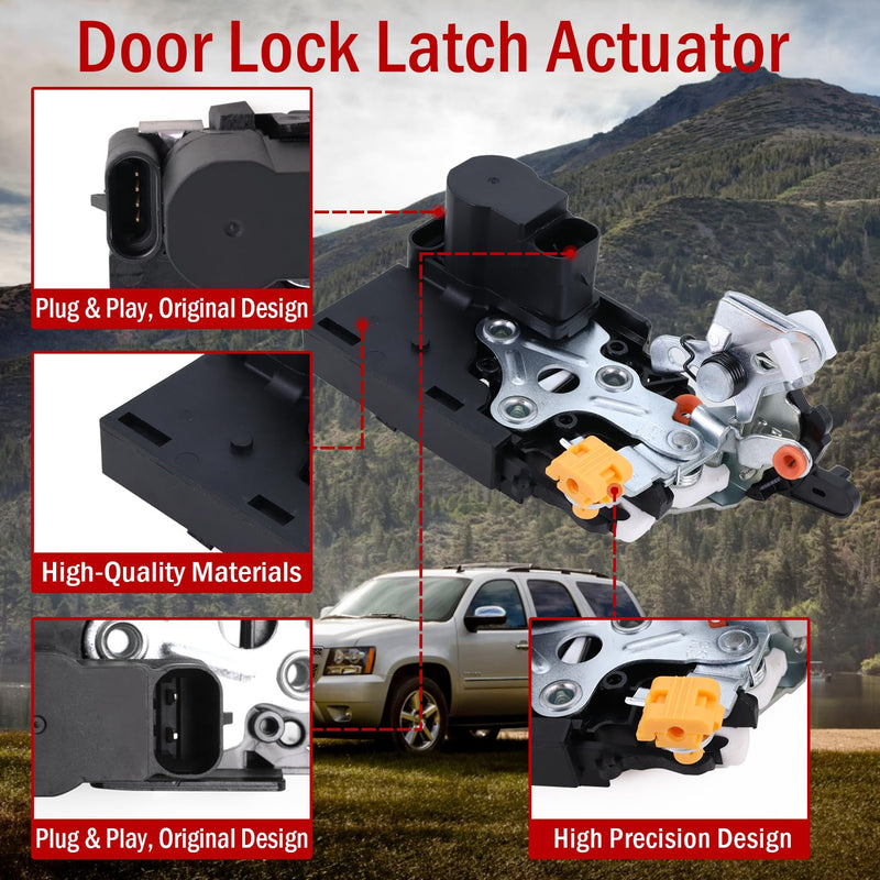 Qagea Door Lock Latch Actuator - Rear Right Passenger Side - Compatible with 2000-2006 Cadillac Escalade Chevy Avalanche Suburban Silverado Tahoe GMC Sierra Yukon Replaces 15110650, 15068503