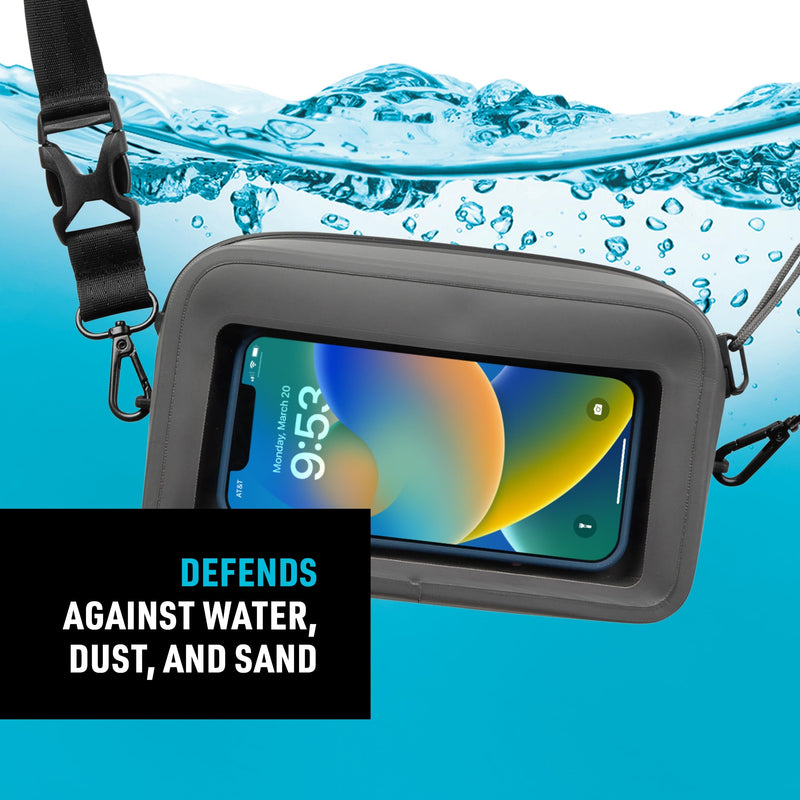 Nite Ize RunOff Waterproof Hip Pack - Beach & Hiking Essential - Bag for Phone & Travel Essentials - Crossbody Beach Tote & Travel Pouch with IP67 Rating - Charcoal