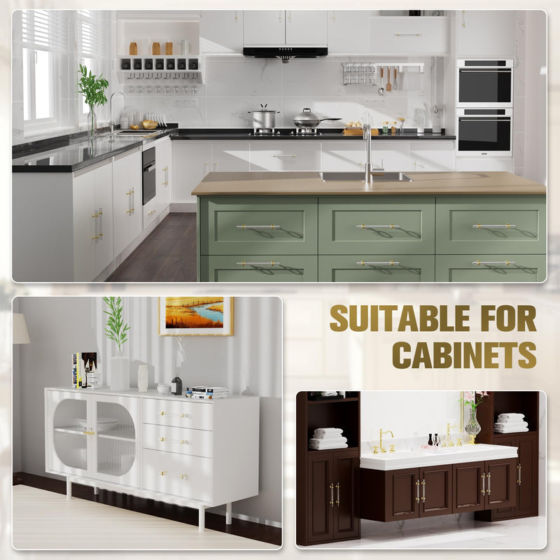 Cabinets Handles Crystal Kitchen Cabinet Knobs 6 Pack Dresser Hole Center 96mm Brushed Gold Brass Pulls, Glass Closet Drawer Drawers Cupboard Hardware, Bathroom Bedroom Pull 3 3/4 inch Hole Center : 3-3/4 Inch (96mm)