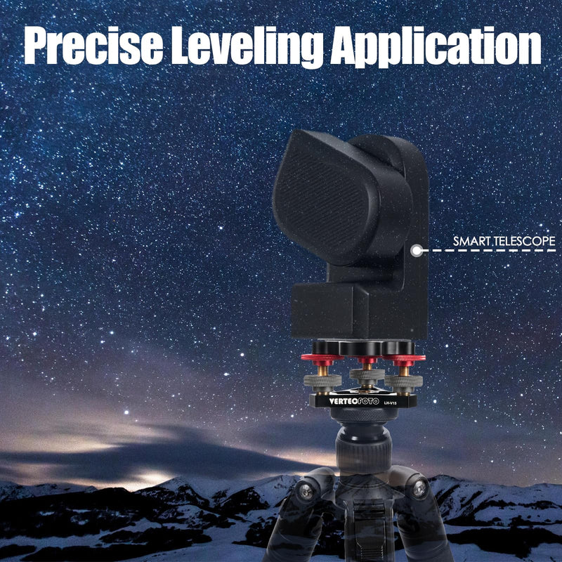 【UPGRADED】 Tripod Leveling Base : Bigger bubble level w/crosshair, Fine leveling faster; Enlarged lock knobs, Lock easier, Perfect for a Smart telescope or Panos; Max load 33 Ib