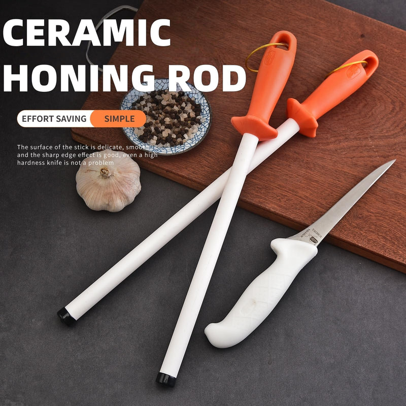 Ceramic Knife Sharpener Rod for Chefs and Home Cooks, Ceramic Honing Rod,Sharpening Steel for Kitchen Knives, Steak Blades (10 inch) 10 inch