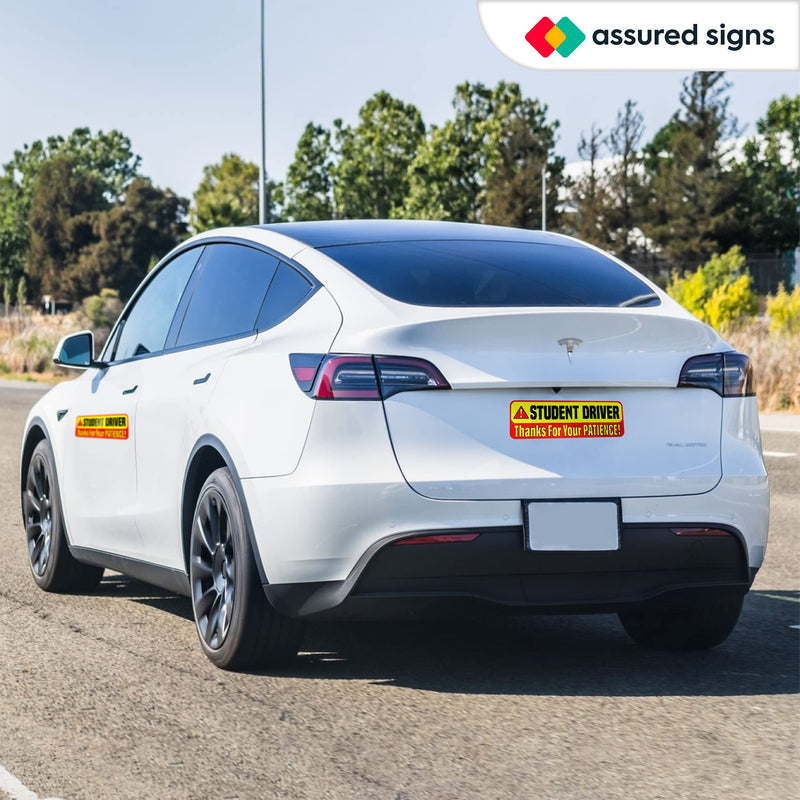 Student Driver Magnet for Car - Extra Strong Hold - 9.72" by 3.24" - 3 Pack - Essential Magnetic New Driver Sticker Signs - Remind Others to Please Be Patient - Bright & Reflective Sign for Rookies Student Driver V1