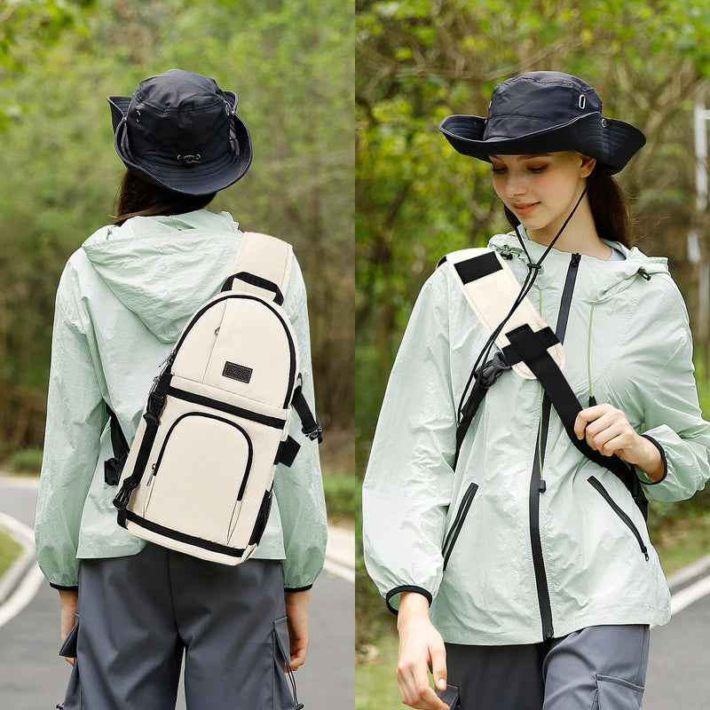 MOSISO Camera Sling Bag, DSLR/SLR/Mirrorless Camera Case Camera Backpack | Shockproof Photography Bag with Tripod Holder&Removable Modular Inserts Compatible with Canon/Nikon/Sony/Fuji, Beige