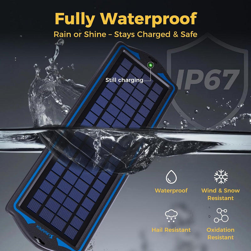 [AUSTRALIA] - SUNAPEX 12V Solar Trickle Charger Portable Power Solar Panel Solar Battery Charger 12 Volt Waterproof Solar Battery Maintainer for Car Truck Boat RV Motorcycle Marine Trailer Battery 1.8W