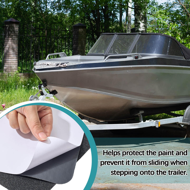 12 Pcs Marine Flooring for Boats Non Slip Pads 6 x 12inch Boat Trailer Steps Adhesive Traction Pads Anti-Slip Pre-Cut Traction Grip Tape Ship Flooring Tools Accessories