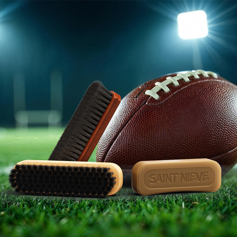 Football Prep Kit with Beeswax & Dual Brushes – Leather Football Conditioning Set for Grip, Break-in & Maintenance