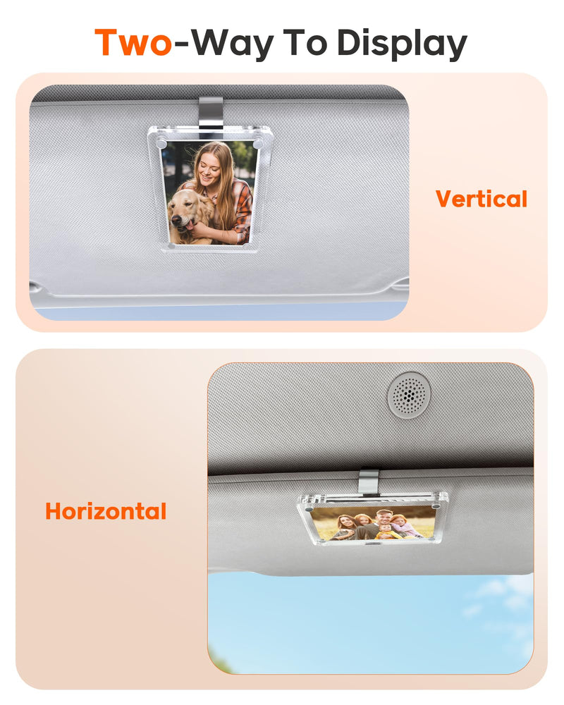 2Pcs Car Picture Holder for Visor Magnetic Picture Frame for 3 Inch Photos, Car Sun Visor Photo Holder with Strong Acrylic Magnet, Personalized Car Accessories with Clips for Easy Display 2.4"x3.5"