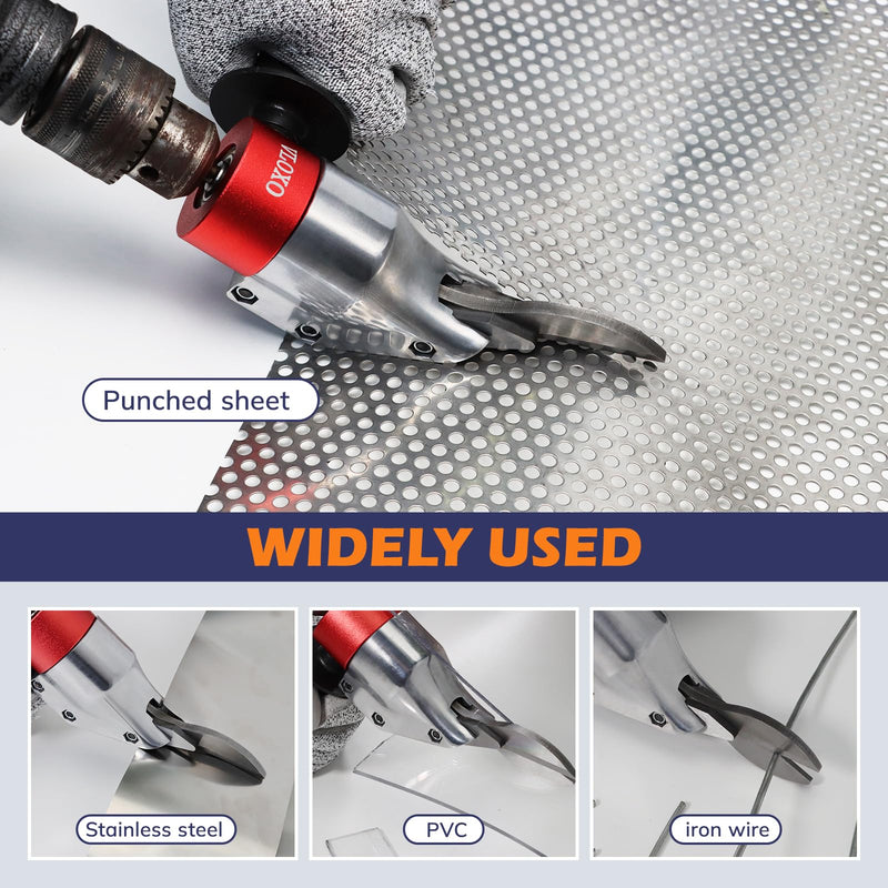 VLOXO Drill Metal Shear Attachment Shear Metal Cutter with 360-Degree Pivoting Head Cordless Electric Drill Attachment Professional Metal Cutting Tool for Cuts Iron Sheet Aluminum and Copper