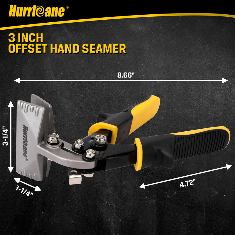 HURRICANE 3 Inch Offset Hand Seamer, Sheet Metal Bending Pliers for Roofing, Siding, HVAC, and Metalwork Applications