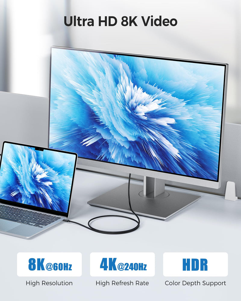 Cable Matters [Intel Certified] 40Gbps Thunderbolt 4 Cable 1ft with 8K Video and 240W Charging - 0.3m, Compatible with USB4, Thunderbolt 3 Cable and USB-C 1 Foot Black