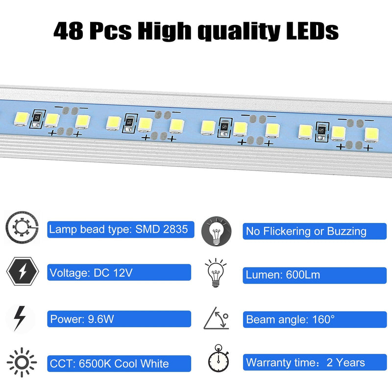 12v LED Interior Light Bar, DC 12 Volt led Strip Lights with Switch and Magnets, 6500K White Light for Enclosed Cargo Trailer Car RV Van Truck Lorry Cabinet Camper Boat Caravan Motorhome 8P 8 P