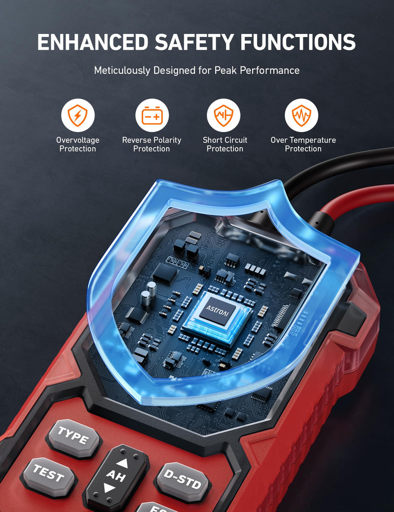 AstroAI Car Battery Tester, 12V/24V Digital Automotive Meter Diagnostic Tool Accurate,100-2000 CCA Load Capacity, Alternator Analyzer, for Preventive Maintenance Truck, RV, Marine Vehicle, and More