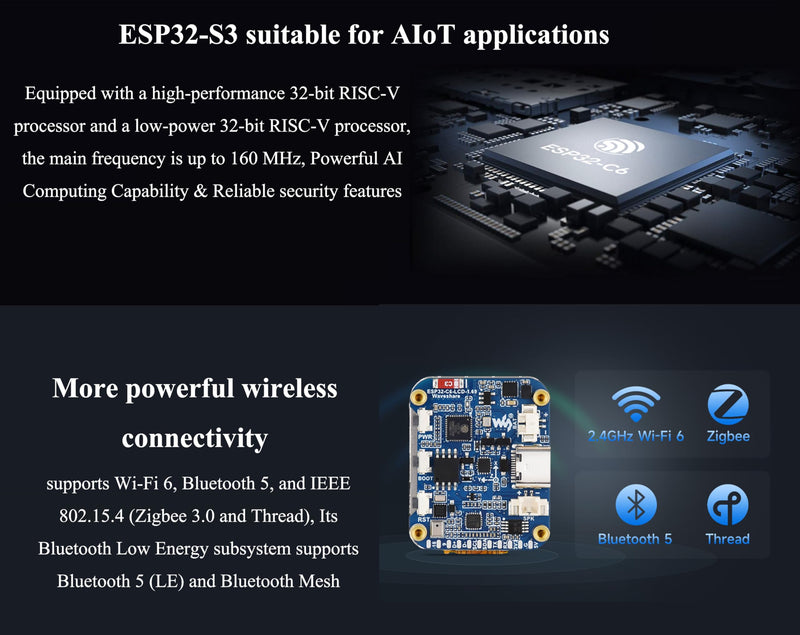 ESP32-C6 1.69inch LCD Development Board, 240x280 262K IPS LCD, Supports Wi-Fi 6 / BLE 5, 160MHz RISC-V Processor, ESP32 with Display, AI Speech, Support AI Voice Interaction, with Speaker