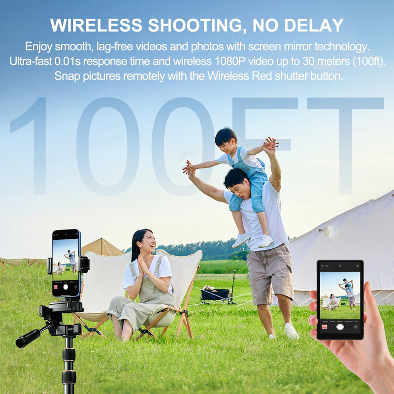 4" Magnetic Phone Vlog Selfie Monitor Screen, 1080P Wireless Recording, Phone Selfie Monitor Screen Back Camera Monitor for Selfie Vlog Live Stream TikTok,Compatible with iPhone, Android