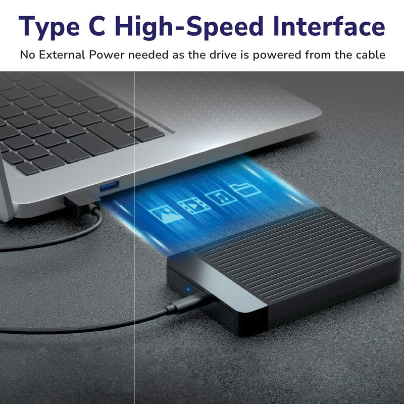 External Hard Drive 1TB USB 3.1 Type-c Ultra Slim HDD, Portable Hard Disk, Backup External Hard Drives – 2.5 inch Storage Compatible with PC, Laptop, Tablet, Gaming Console (Black)