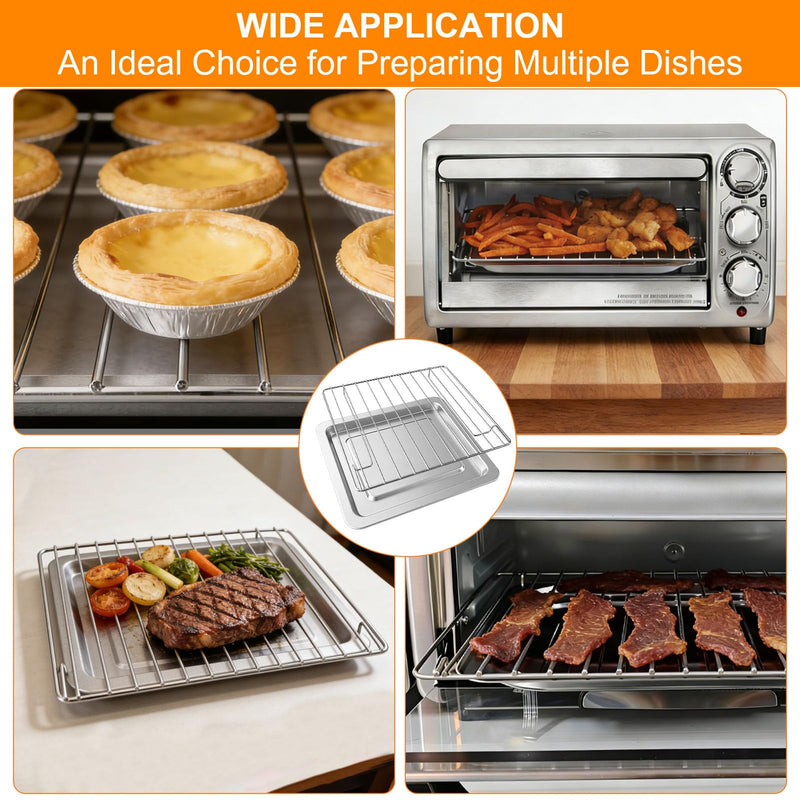 Toaster Oven Accessories for Hamilton Beach Easy Reach 4 Slice Countertop Toaster Oven, 10.9×9.2 IN Food Grade Stainless Steel Toaster Oven Replacement Parts Sheet Pan Tray Rack, Dishwasher Safe 10.9×9.2 IN Set for Hamilton Beach 4 Slice