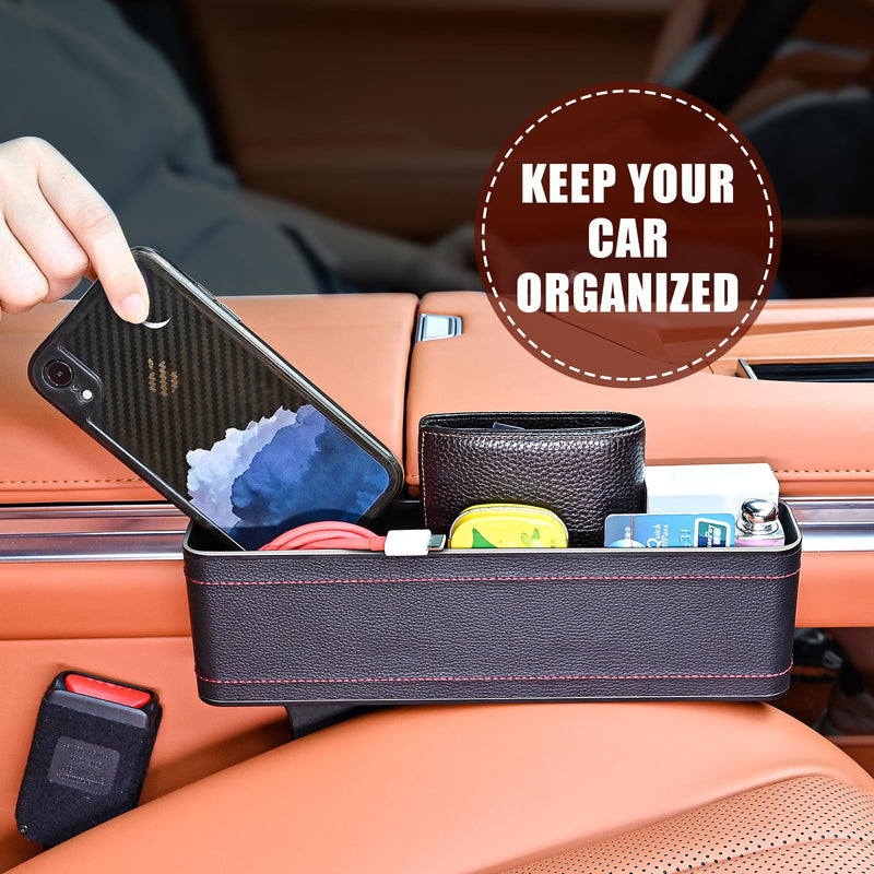 Car Side Seat Gap Filler, 2 Pack Multifunctional Car Seat Organizer, Auto Seat Organizer Car Seat Gap Filler Organizer Storage Box Back Seat Console, Side Seat Organizer Front Seat Hold Phones, Coins New Version