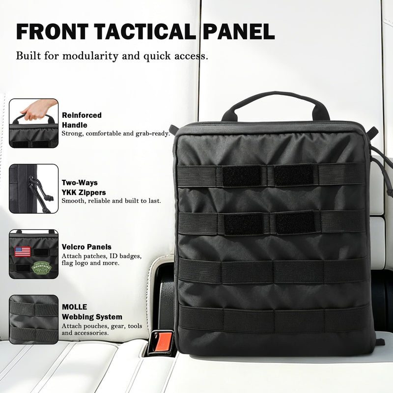 Starlink Mini Adventure Bag, MOLLE Carrying Case for Camping and Travel | Front MOLLE storage and a rear mounting panel let you carry and mount Starlink Mini for camping, RV and overlanding.